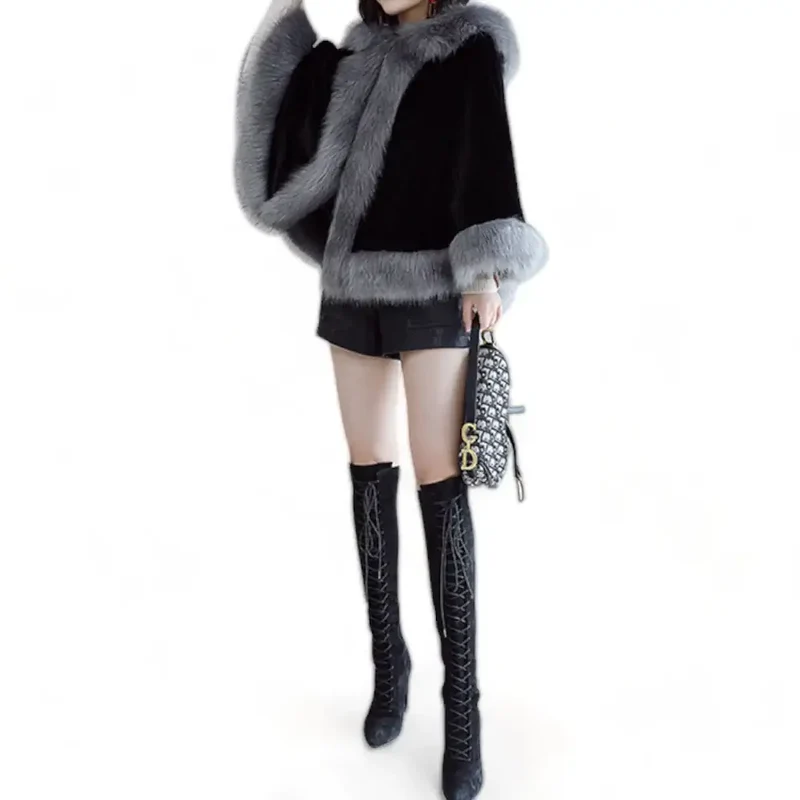 Poncho capuche femme style manteau
