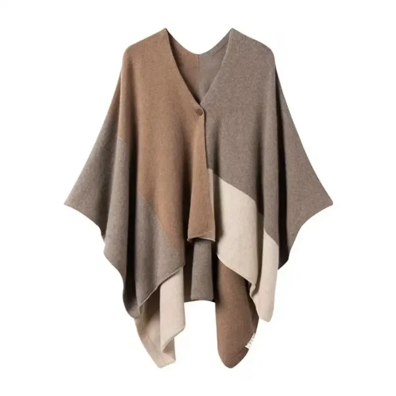 Poncho court femme laine