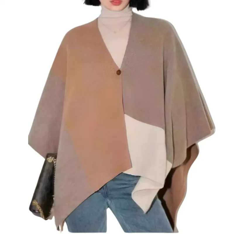 Poncho court femme laine