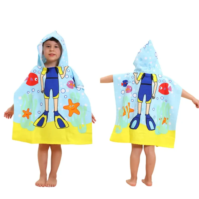 Poncho bain manches courtes enfants