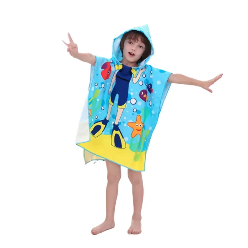 Poncho bain manches courtes enfants