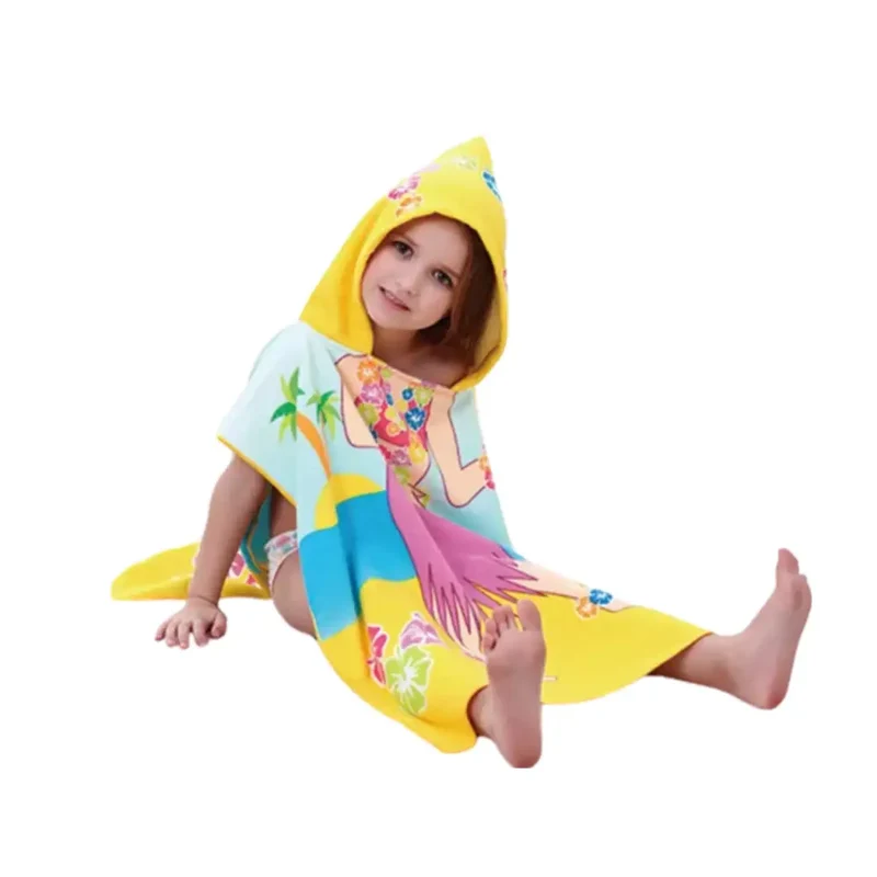 Poncho bain manches courtes enfants