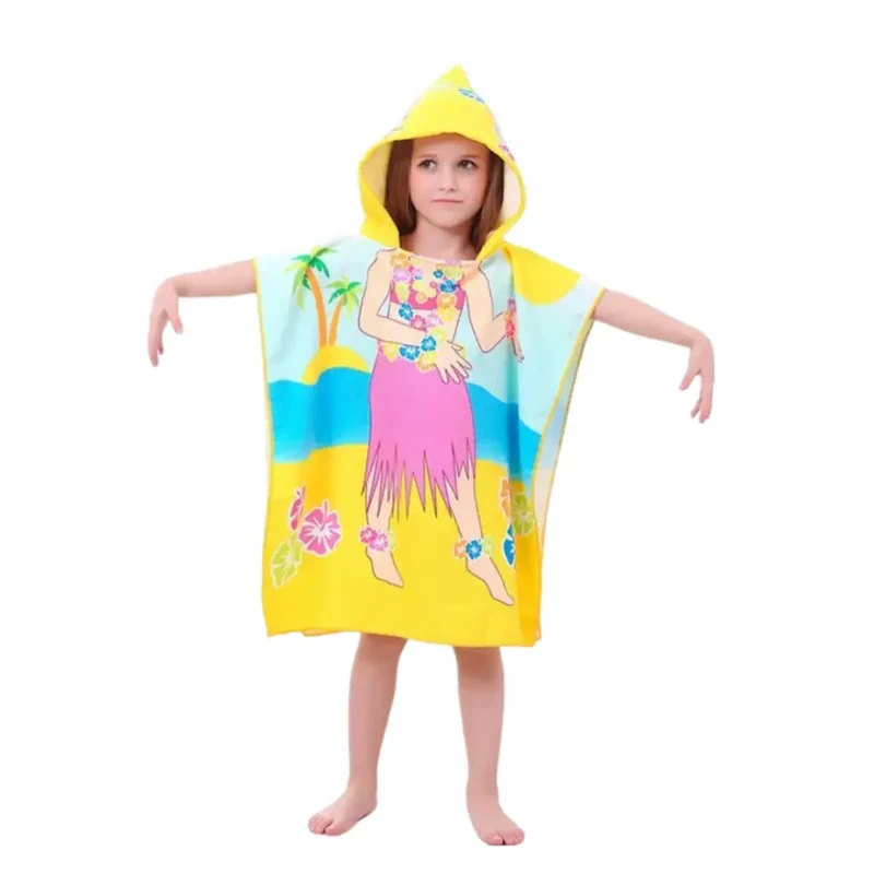 Poncho bain manches courtes enfants
