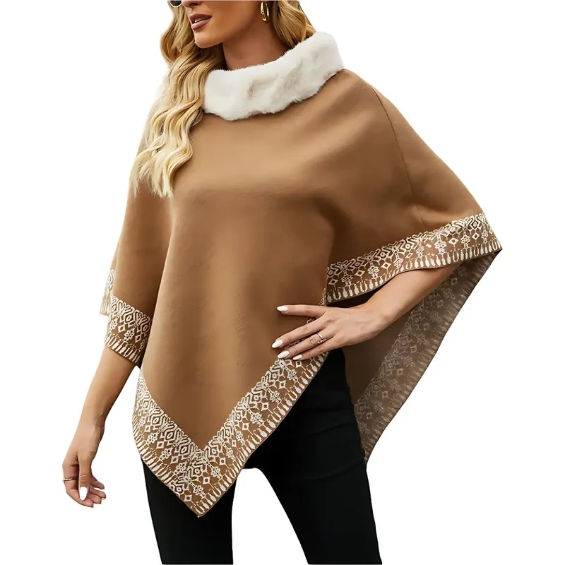Poncho courte laine femme