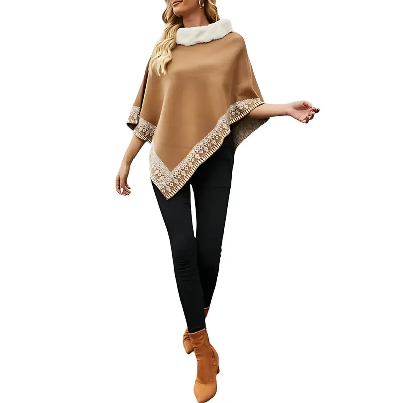 Poncho courte laine femme