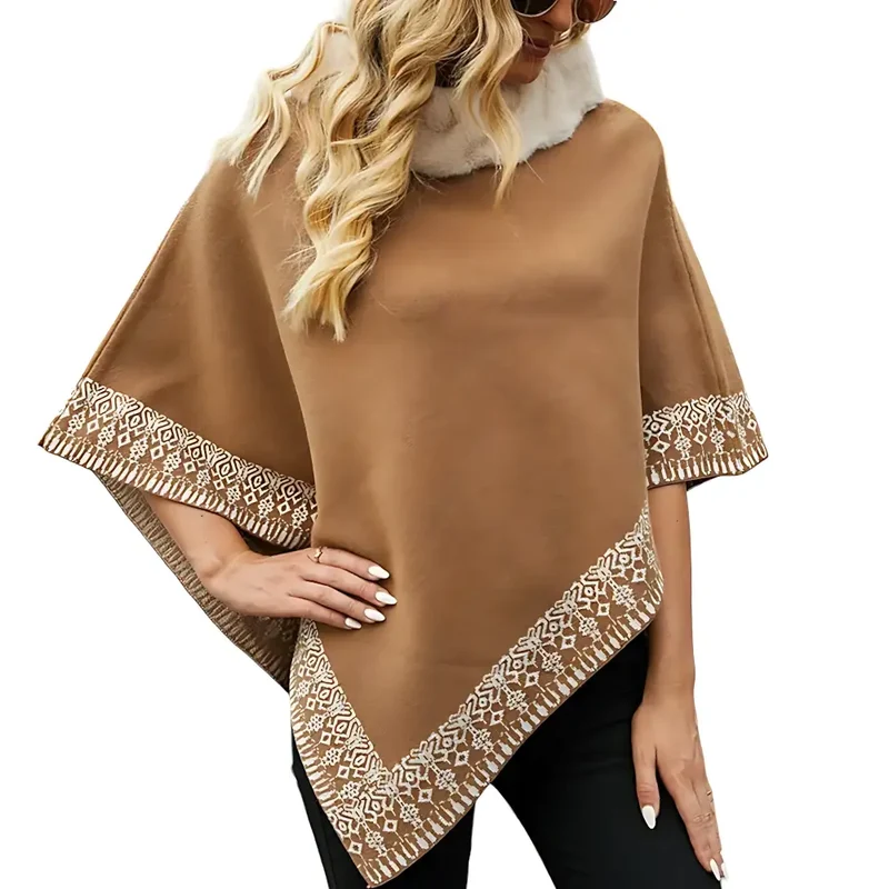 Poncho courte laine femme
