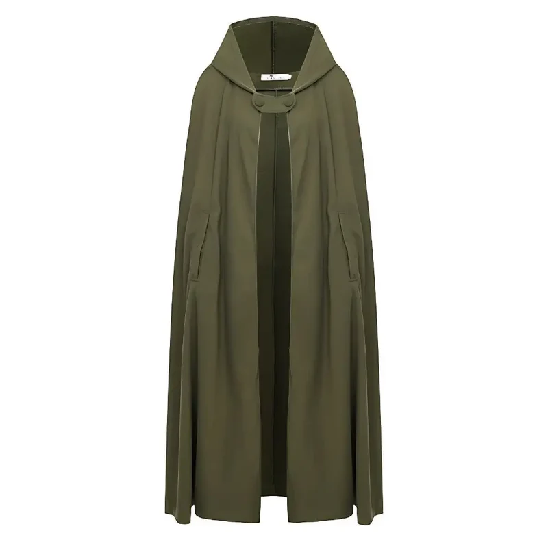 Poncho femme capuche coton laine
