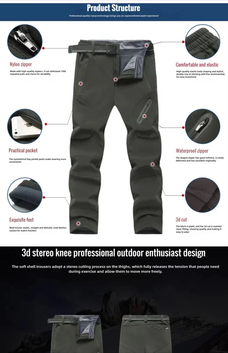 Pantalon imperméable & polaire grande taille pour homme "Fashion Wear - MK005"