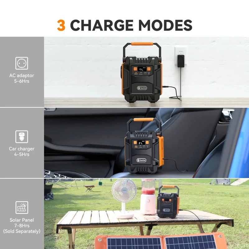 Station d'alimentation / générateur solaire avec batterie 172,8 Wh, prises 230V et LED "FF Flashfish - A201"