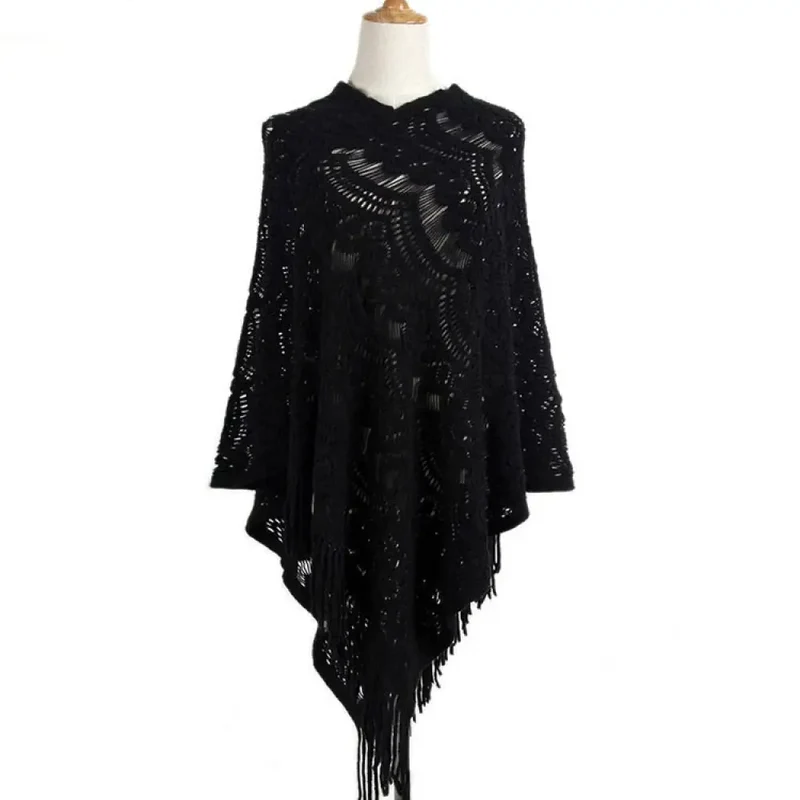 Poncho au crochet pour femme