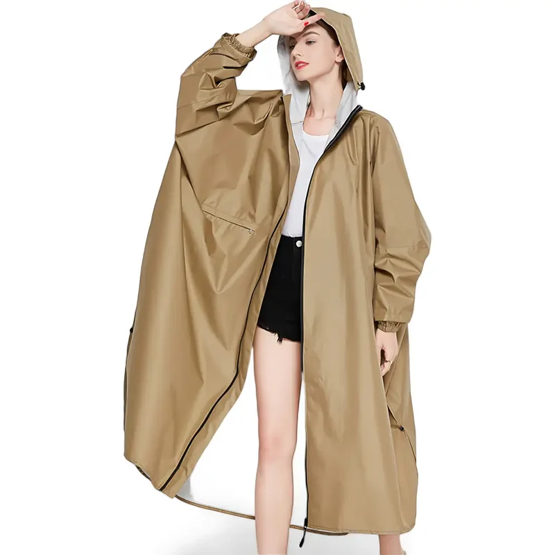 Poncho long étanche femmes