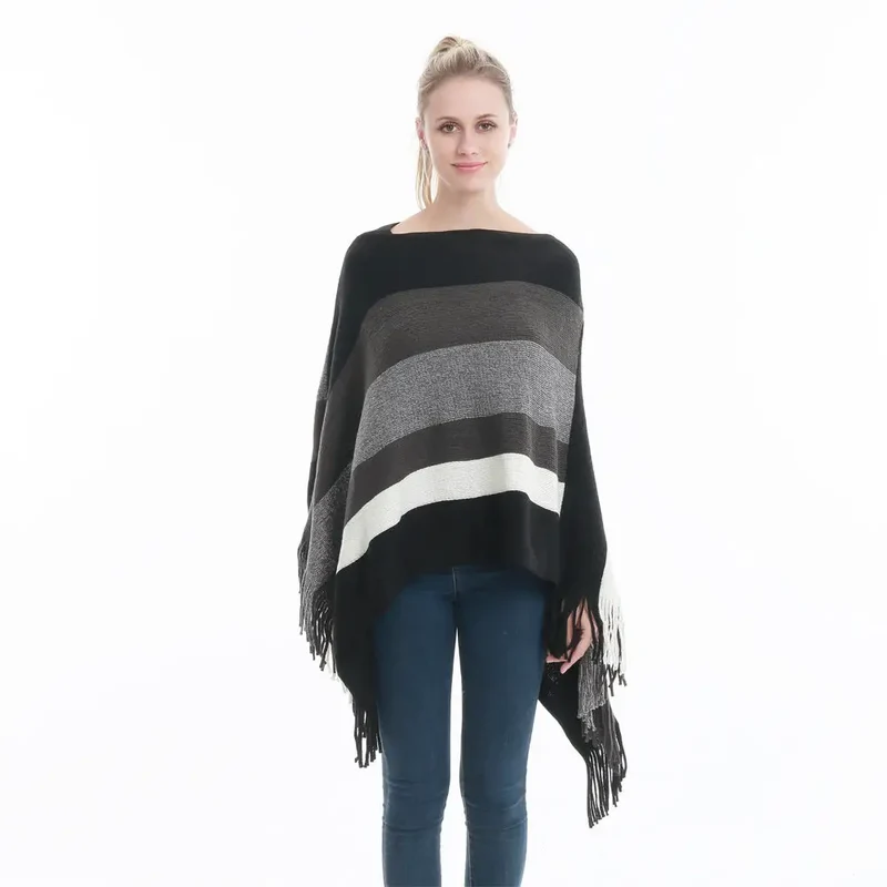 Poncho femme tissu laine