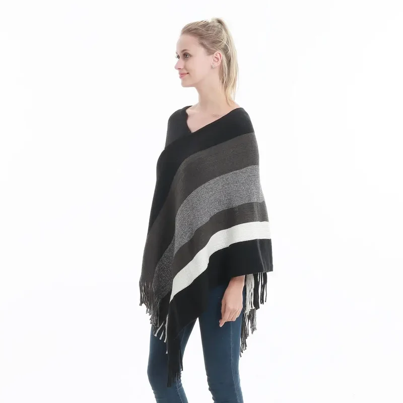 Poncho femme tissu laine
