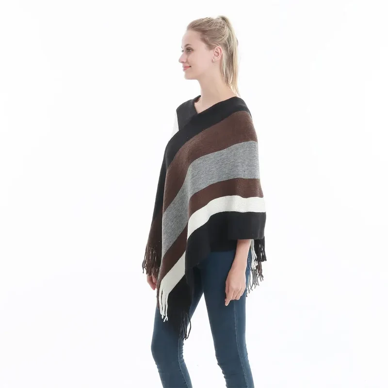 Poncho femme tissu laine
