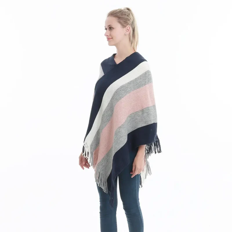 Poncho femme tissu laine