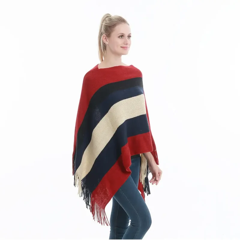 Poncho femme tissu laine