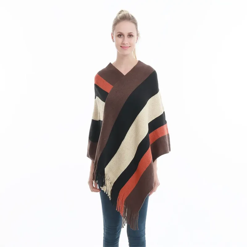 Poncho femme tissu laine