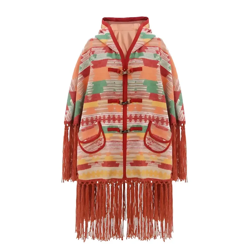Poncho en laine pour femme en hiver