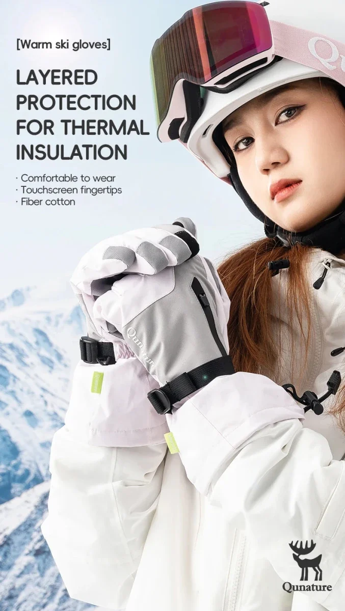 Gants de ski tactiles & imperméables avec poignet allongé et technologie 3M Thinsulate "Qunature - 16410045"