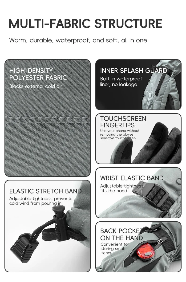Gants de ski tactiles & imperméables avec poignet allongé et technologie 3M Thinsulate "Qunature - 16410045"