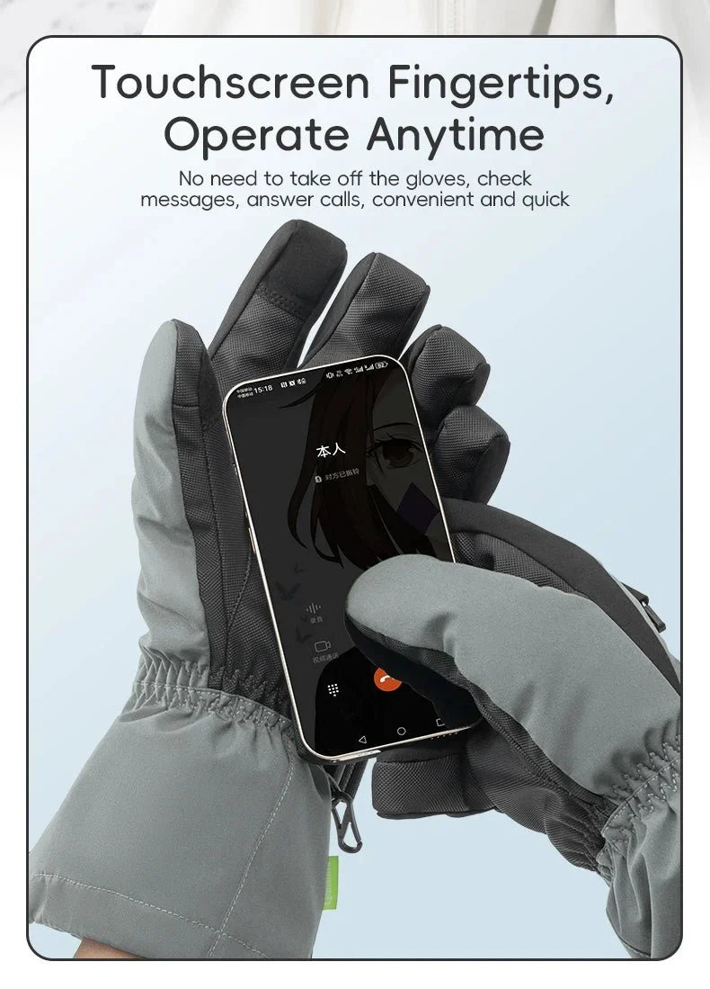 Gants de ski tactiles & imperméables avec poignet allongé et technologie 3M Thinsulate "Qunature - 16410045"