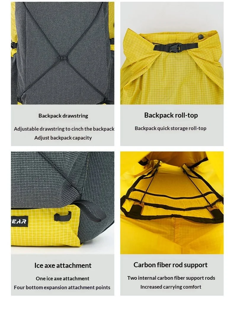 Sac à dos de randonnée ultraléger en tissu imperméable UHMWPE 700g "3F UL GEAR - TUTOR 30+10L"