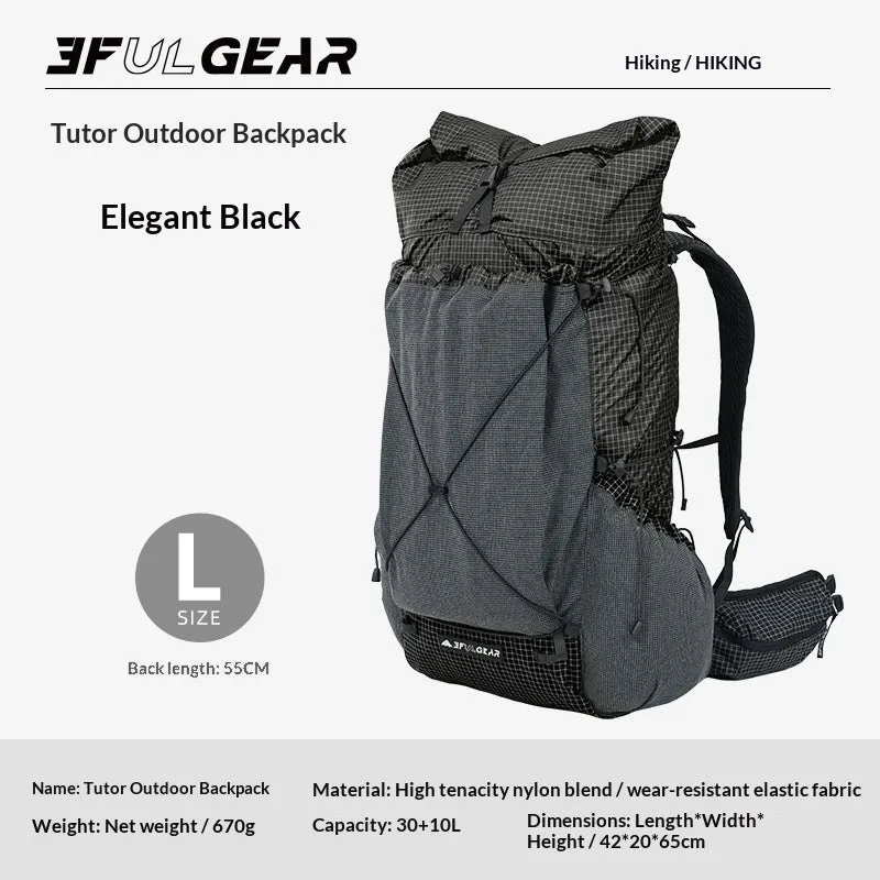 Sac à dos de randonnée ultraléger en tissu imperméable UHMWPE 700g "3F UL GEAR - TUTOR 30+10L"