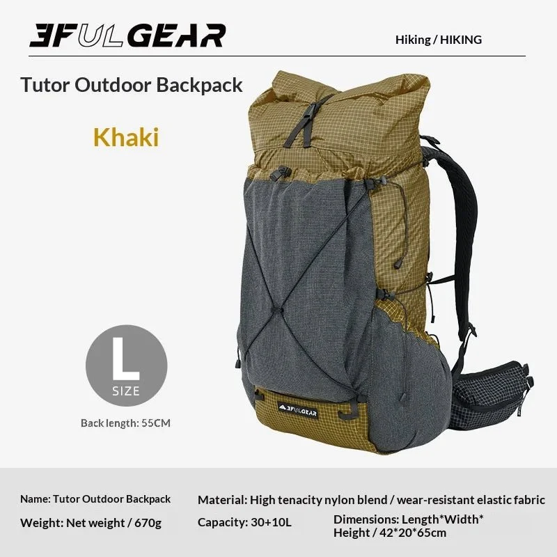 Sac à dos de randonnée ultraléger en tissu imperméable UHMWPE 700g "3F UL GEAR - TUTOR 30+10L"