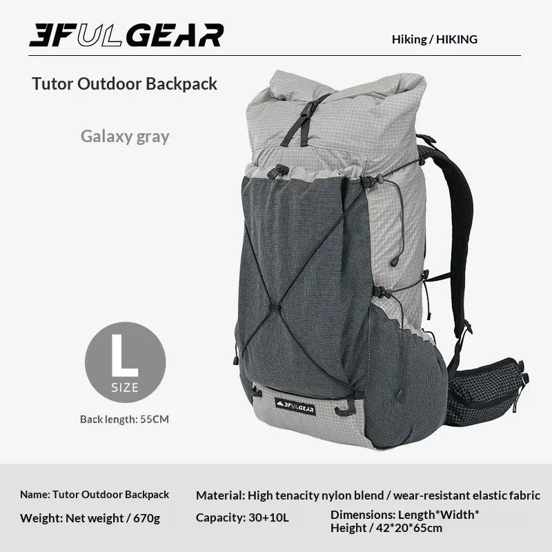Sac à dos de randonnée ultraléger en tissu imperméable UHMWPE 700g "3F UL GEAR - TUTOR 30+10L"