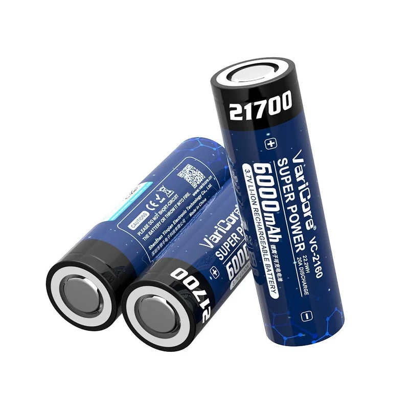 Batterie rechargeable 3,7 V 6 000 mAh 21700 Li-ion pour lampe "VariCore - VC-2160"