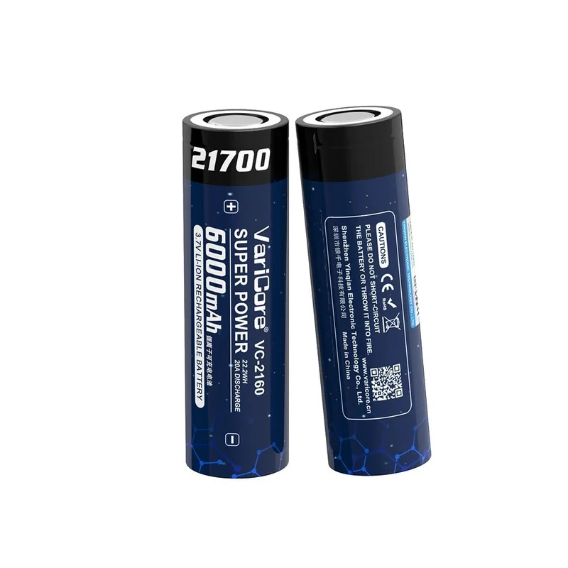 Batterie rechargeable 3,7 V 6 000 mAh 21700 Li-ion pour lampe "VariCore - VC-2160"