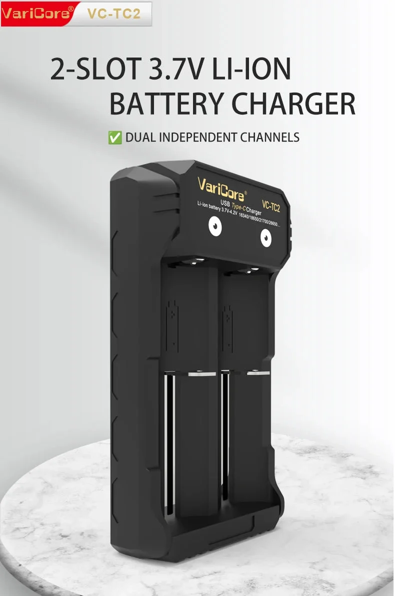 Chargeur intelligent portable pour batteries lithium 3,7V et 1,2 V Ni-MH Ni-Cd AA/AAA "VariCore VCQ4 TC2"