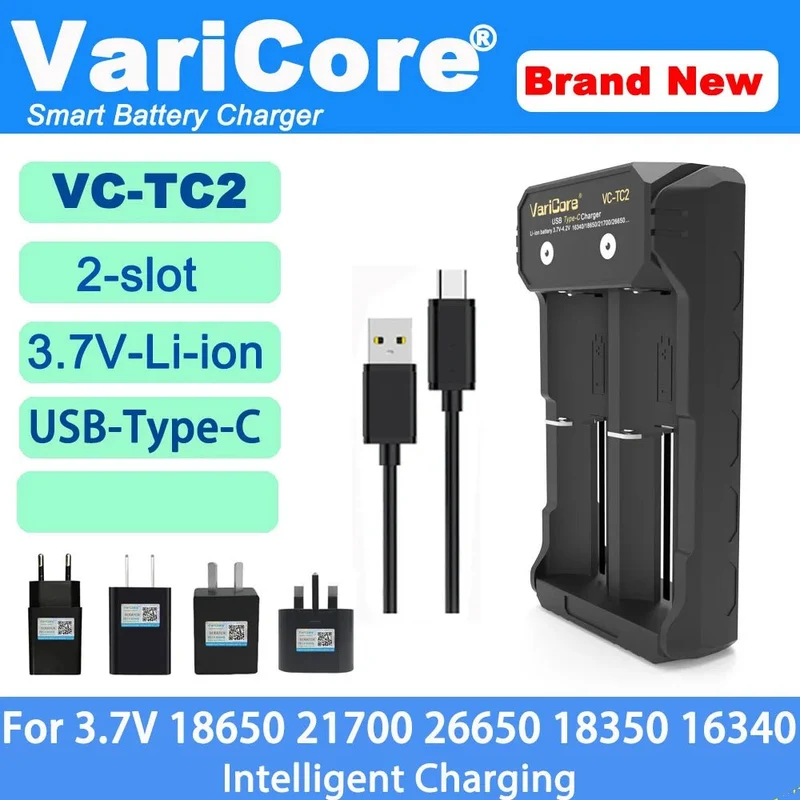 Chargeur intelligent portable pour batteries lithium 3,7V et 1,2 V Ni-MH Ni-Cd AA/AAA "VariCore VCQ4 TC2"
