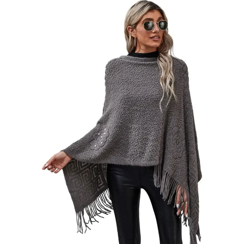 Poncho femme a franges