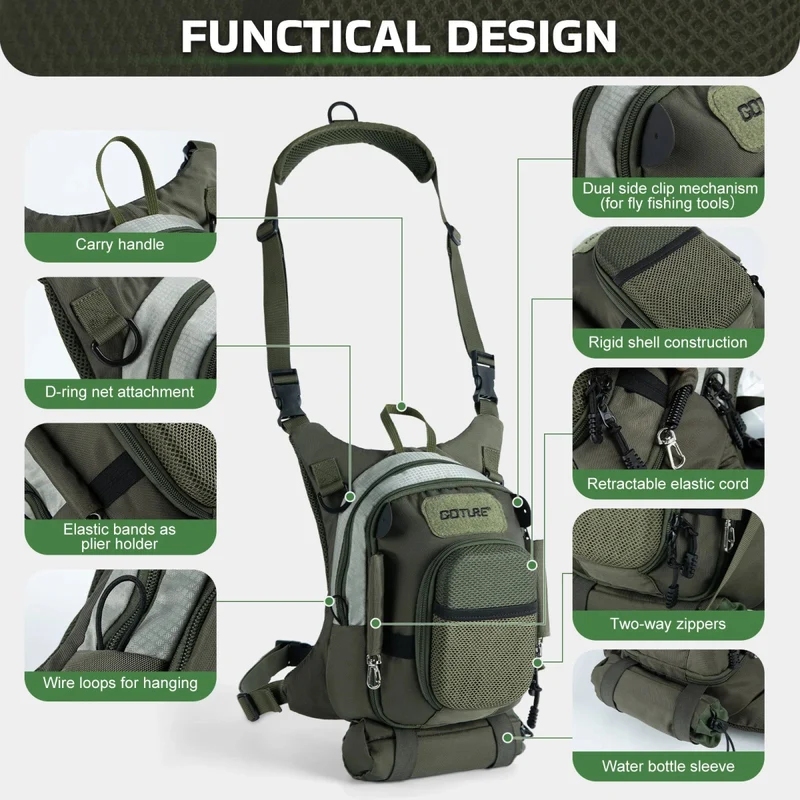 Sac de poitrine ultra-léger et imperméable multi-poches "Goture - E12064"