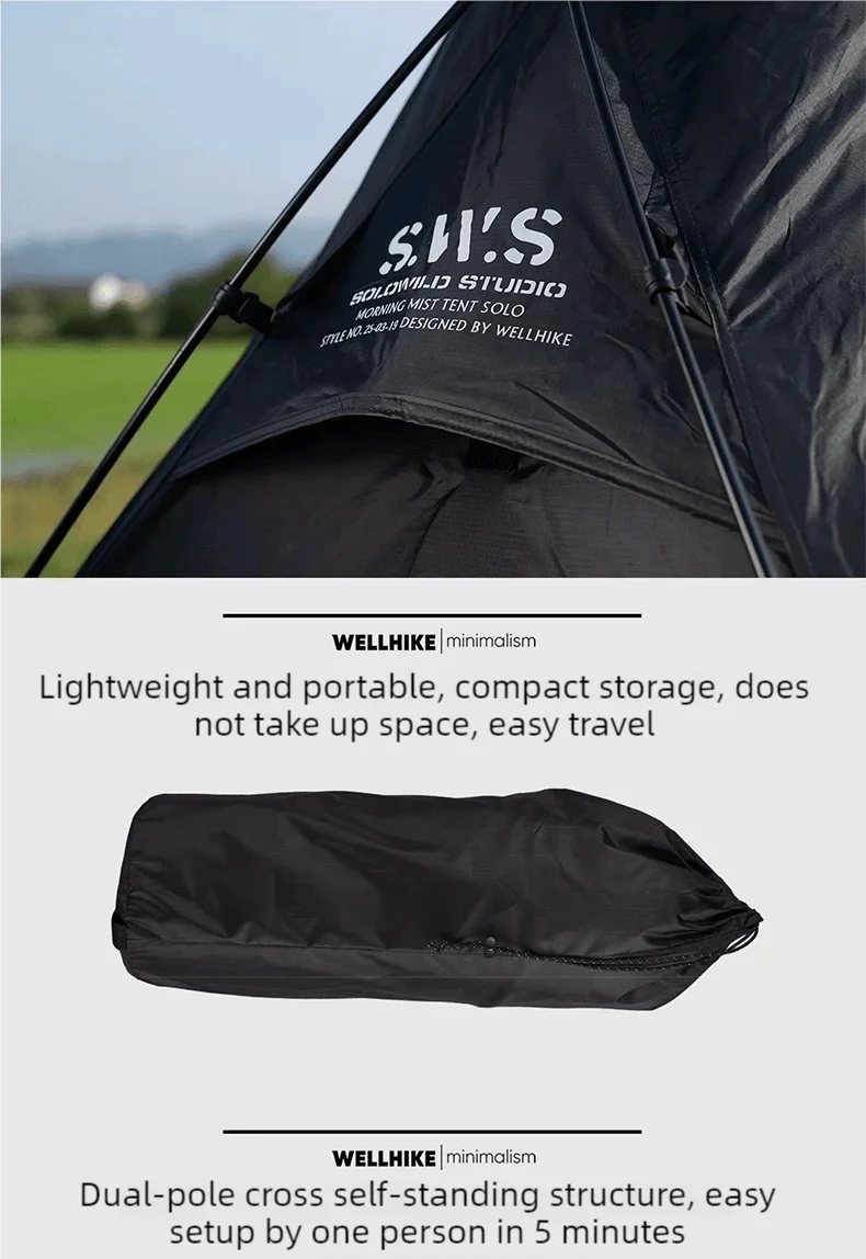 Lit de camp 2 en 1 avec tente simple-paroi "Wellhike Minimalism - Yunchi SWS"