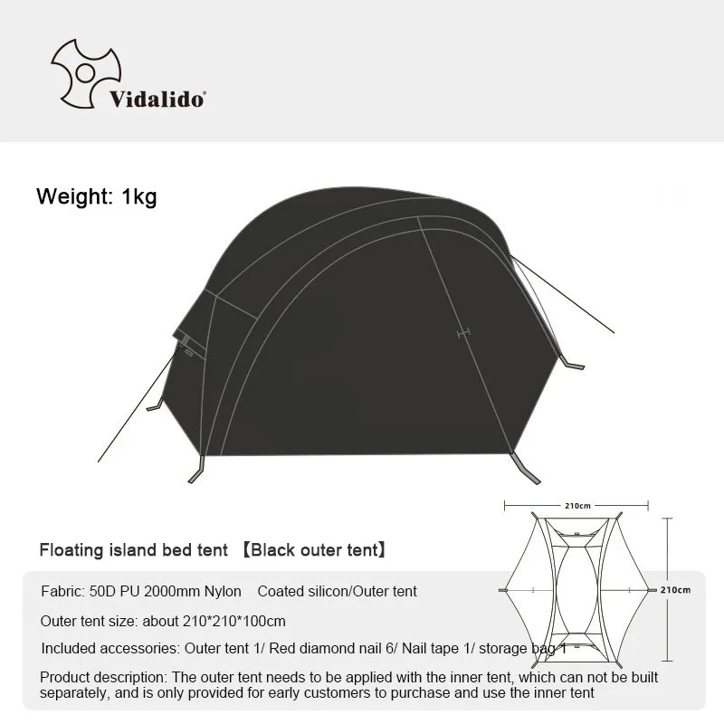 Tente de lit pour 1 personne avec moustiquaire et double-parois "Vidalido - Floating tent"