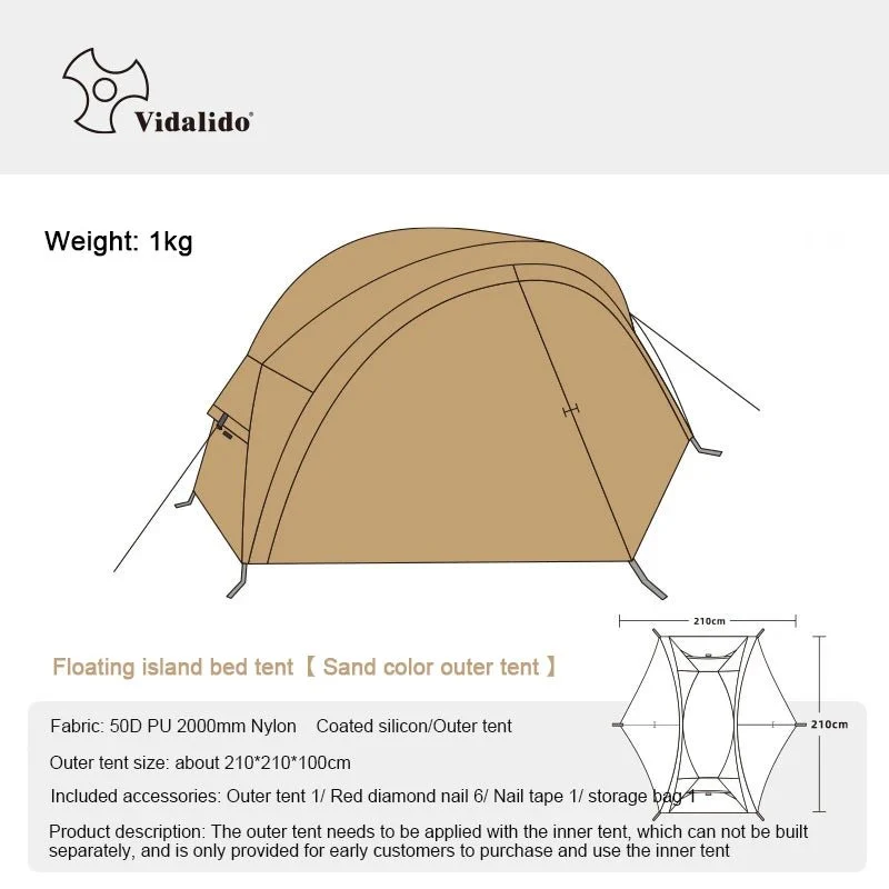 Tente de lit pour 1 personne avec moustiquaire et double-parois "Vidalido - Floating tent"