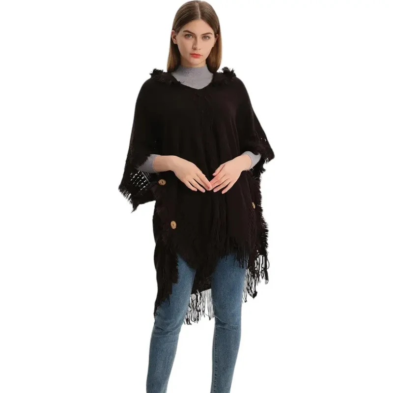 Poncho femme hiver en tricot