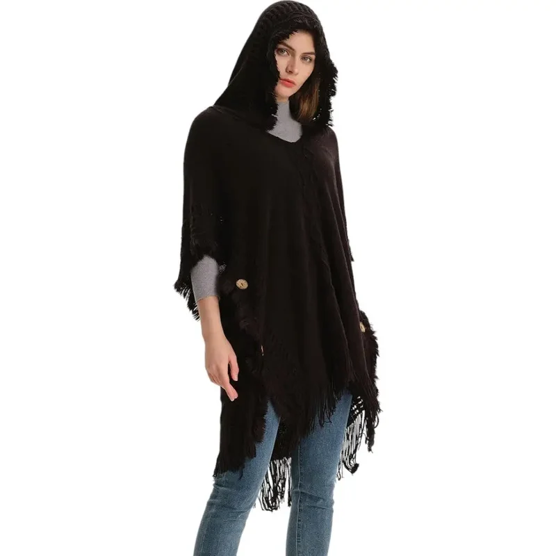 Poncho femme hiver en tricot