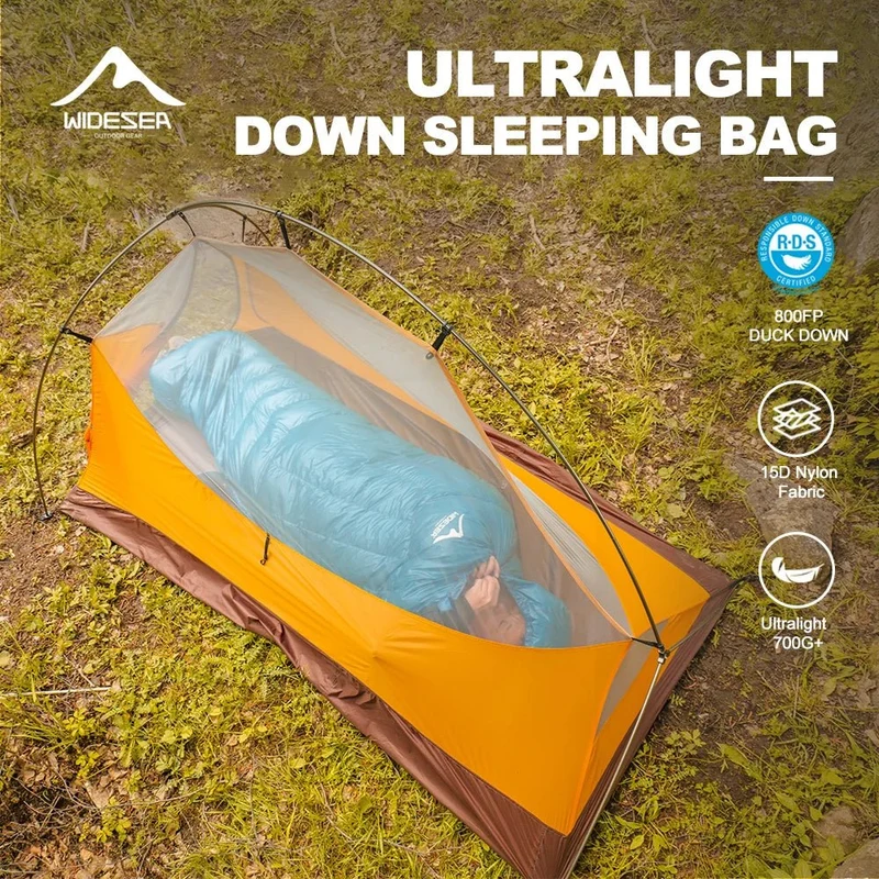 Sac de couchage ultralight en duvet de canard 800 FP & nylon imperméable RDS "Widesea - DS Series"