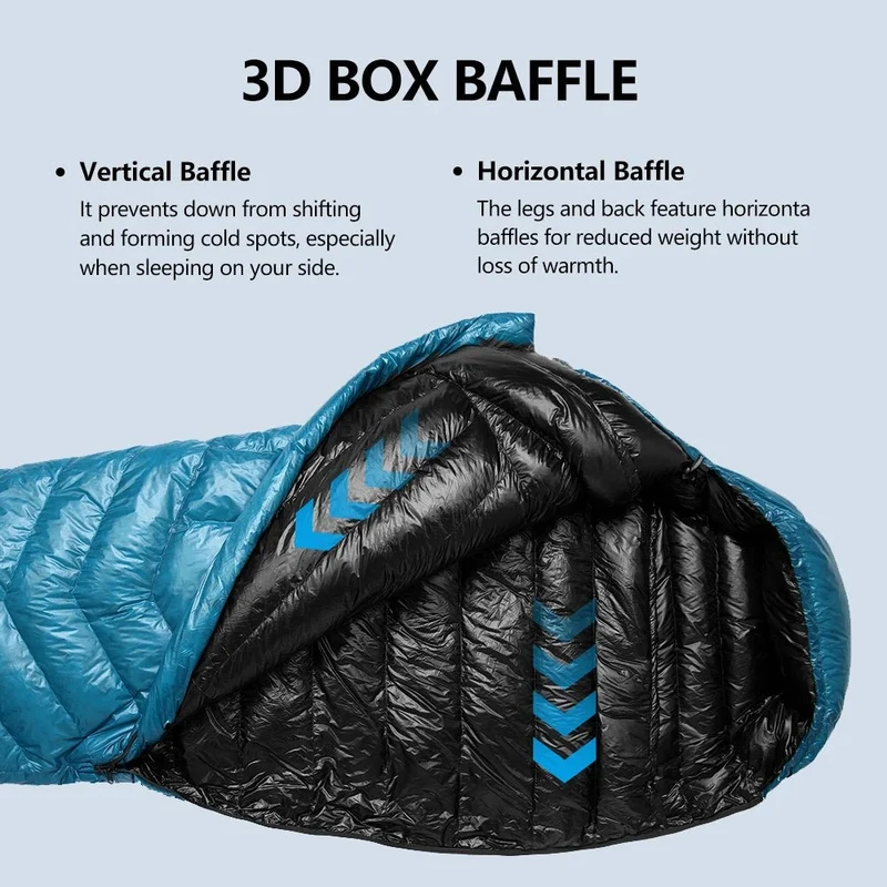 Sac de couchage ultralight en duvet de canard 800 FP & nylon imperméable RDS "Widesea - DS Series"