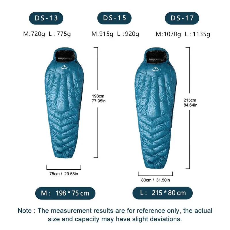 Sac de couchage ultralight en duvet de canard 800 FP & nylon imperméable RDS "Widesea - DS Series"