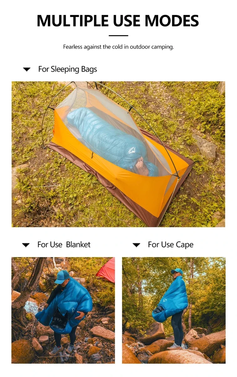Sac de couchage ultralight en duvet de canard 800 FP & nylon imperméable RDS "Widesea - DS Series"