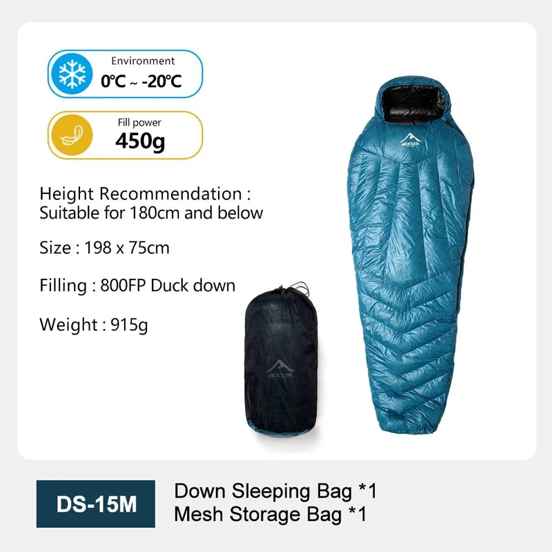 Sac de couchage ultralight en duvet de canard 800 FP & nylon imperméable RDS "Widesea - DS Series"