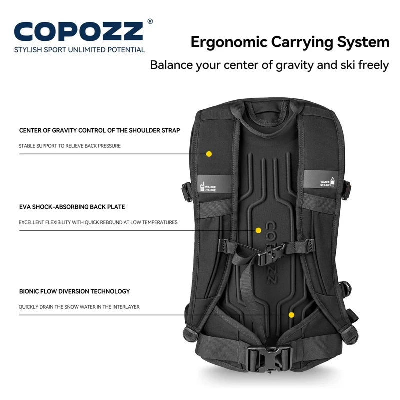 Sac à dos de ski multifonctionnel avec technologie Cordura & Snow Field Armor 15L "COPOZZ - HXB-250001"
