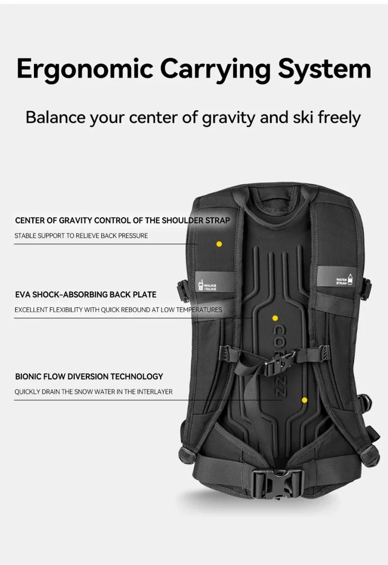 Sac à dos de ski multifonctionnel avec technologie Cordura & Snow Field Armor 15L "COPOZZ - HXB-250001"