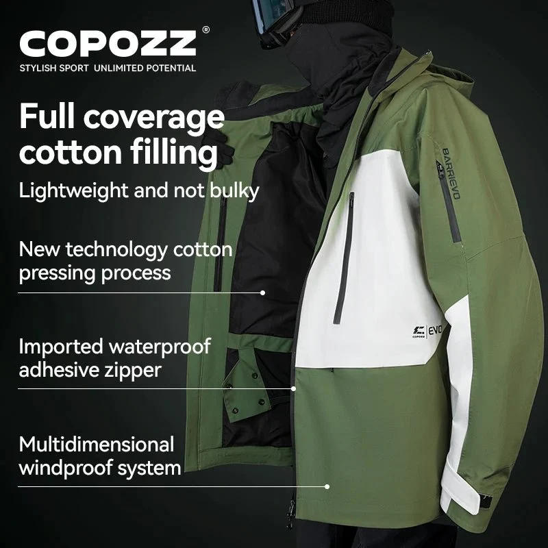 Parka d'hiver / veste de ski imperméables 3 couches avec technologie Teflon EcoElite "COPOZZ - HXF-24304"