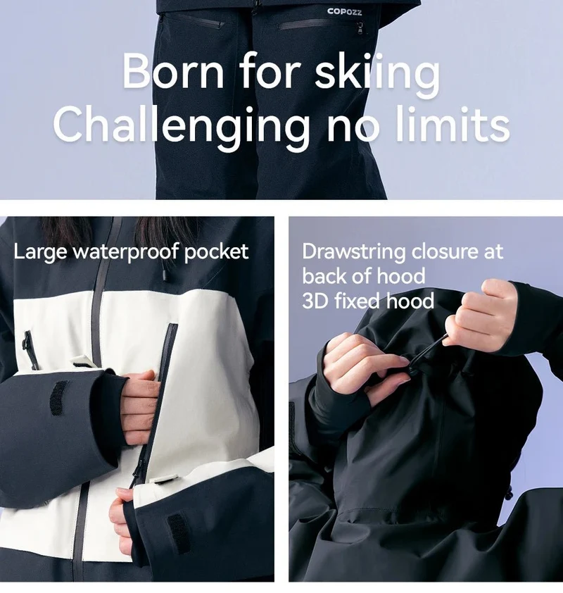 Parka d'hiver / veste de ski imperméables 3 couches avec technologie Teflon EcoElite "COPOZZ - HXF-24304"