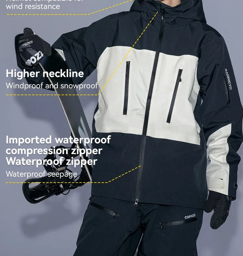 Parka d'hiver / veste de ski imperméables 3 couches avec technologie Teflon EcoElite "COPOZZ - HXF-24304"